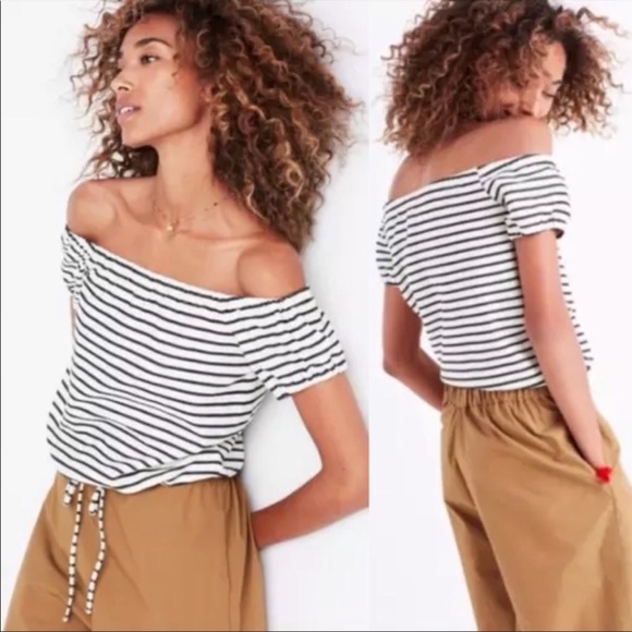 Madewell Tops - Madewell Striped Melody Off the Shoulder Top
